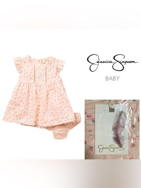 🆕JESSICA SIMPSON BABY - 3/6M - NWT - 2PC STRAWBERRY DRESS AND BLOOMER